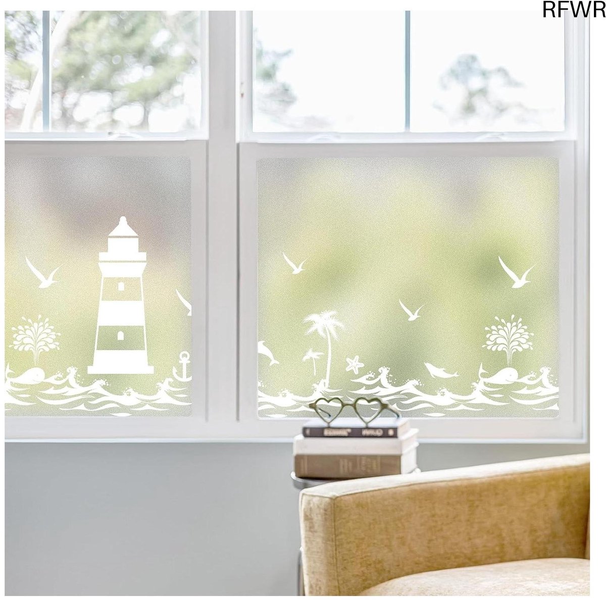 RFWR Privacy Raamfolie - Mat Vinyl Folie voor Decoratie en Privacy, Verwijderbaar, 44,5 x 200 cm