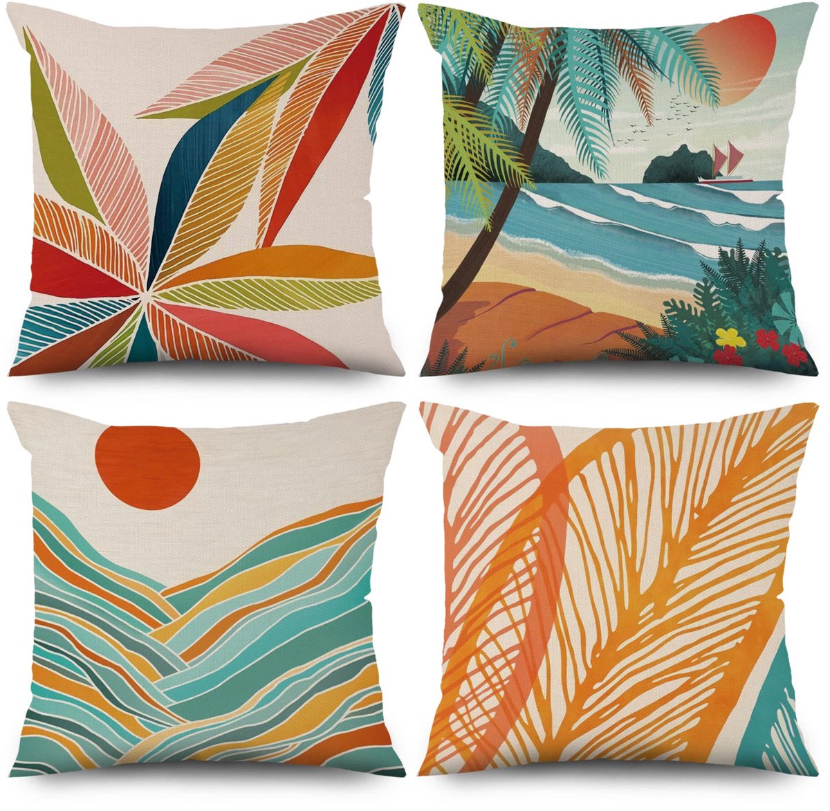 Ibenzoa Luxe Set Van 4 Boho Stijl Kussenslopen 40x40 cm Voor Binnen En Buiten Gebruik kleurijk
