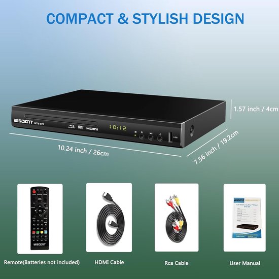RFWR® Full HD Blu-Ray & DVD-speler met USB-ingang en meerdere uitgangspoorten — afbeelding 3