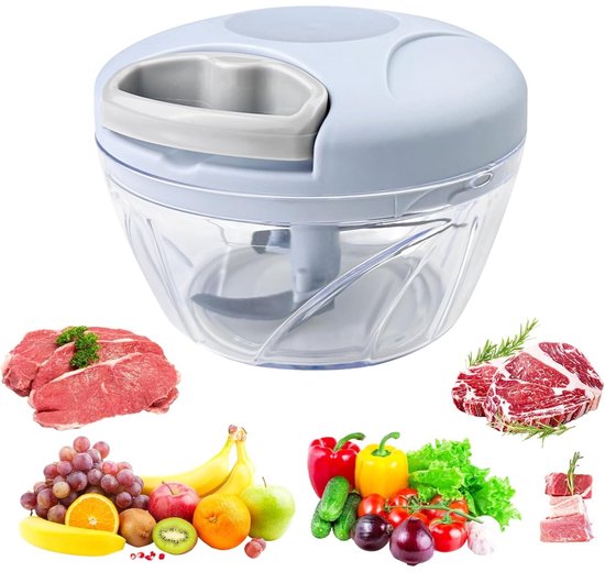 Dussdote Keukenhakker - Handmixer - Mini - Met trekkoord - Gemakkelijk schoon te maken - Blauw van Merkloos — afbeelding 4