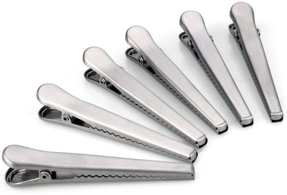 12 Stuks - Voedselclips - RVS Vershoudclips - Zaksluiters Klemmen - Afsluitclips