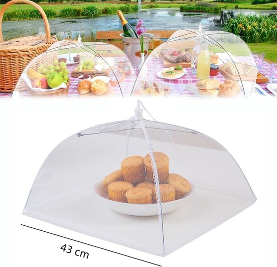 Voedselafdekking Set van 4 - 43×43 cm - Opvouwbaar & Herbruikbaar - Beschermt Eten tegen Insecten - Voor Binnen & Buiten — afbeelding 5