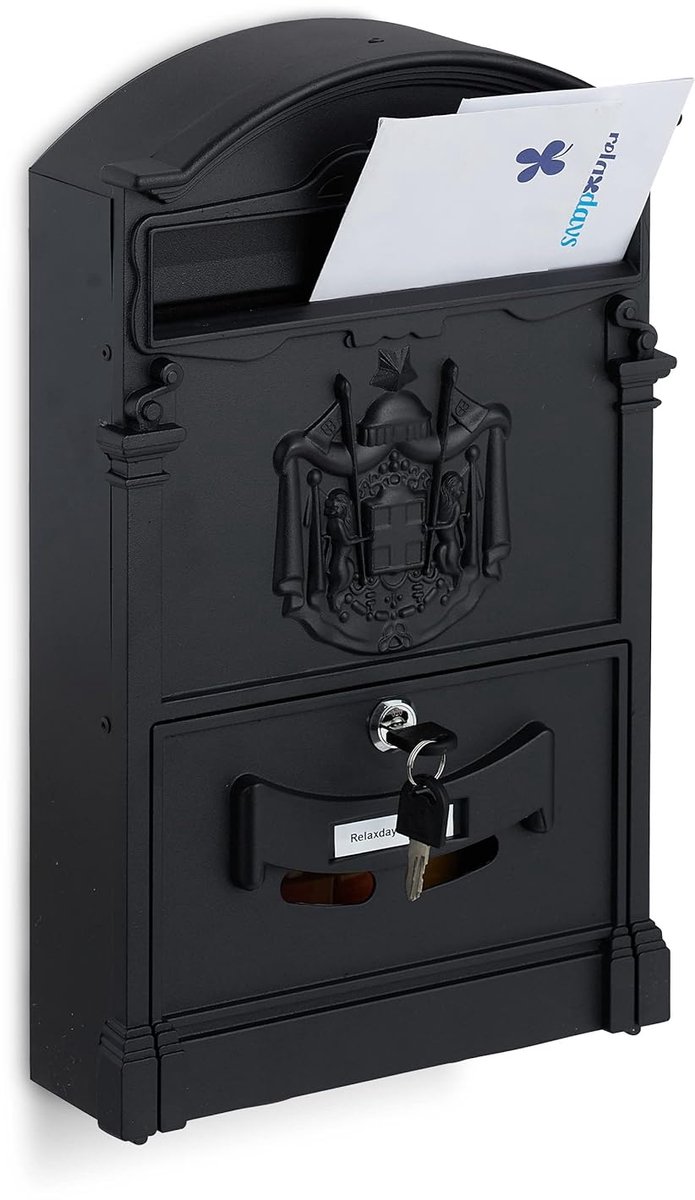 Zwarte brievenbus met slot - Vintage look - staal
