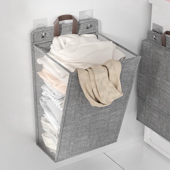 Panier à linge mural - Panier à linge mural pliable - Panier à linge suspendu portable pour le placard (gris moyen)