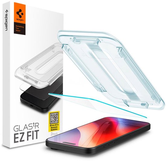 Spigen Screen Protector Geschikt voor Apple iPhone 16 Pro - EZ Fit GLAS.tR - 9H Tempered Glass - Case Friendly - Gemakkelijke Installatie - 1-Pack