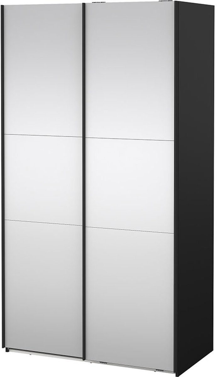 Como schuifdeurkast 2 deuren met spiegel 120x220cm mat zwart.