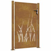 vidaXL - Poort - grasontwerp - 105x130 - cm - cortenstaal
