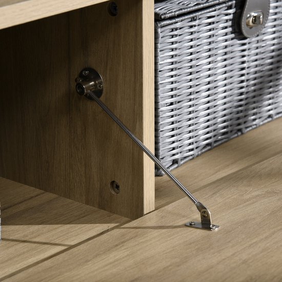 Meuble TV HOMCOM banc TV meuble pour télévision jusqu'à 50 pouces avec placard, étagère réglable, passe-câbles, aspect marbre noir - Maison