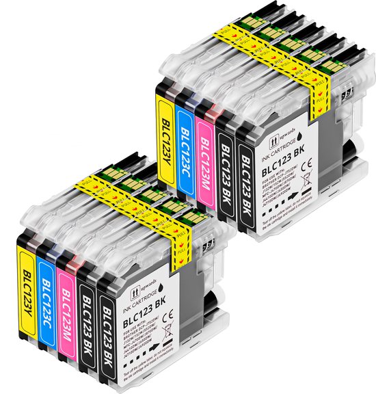 Encre Boxstuff compatible LC123 - 10-pack - Compatible avec Brother DCP-J132W / DCP-J152W / DCP-J552DW / DCP-J752DW / MFC-J4410DW / MFC-J4510DW / MFC-J4610DW / MFC-J470DW / MFC-J4710DW / MFC-J650DW / MFC-J6520DW