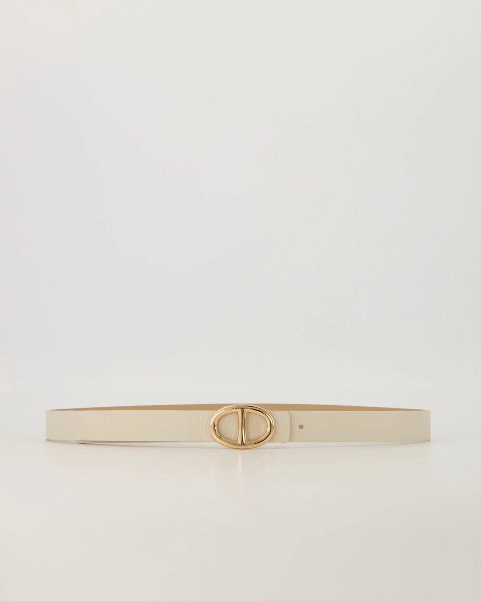 Teatro - Mirjam - Riem - Dames - Classic Grain - Leer - Ecru - Gouden detail - 105 cm