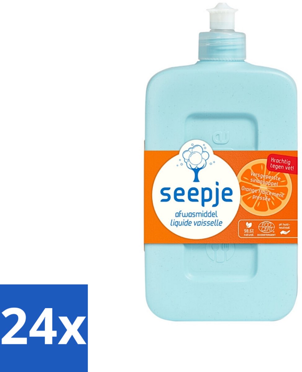 Seepje - Afwasmiddel - Krachtige Reiniging - Versgeperste Sinaasappel Geur - 500 ml - Voordeelverpakking - 24 stuks