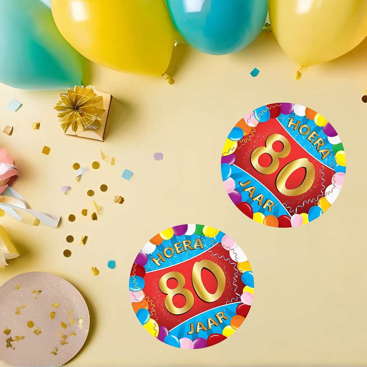 Bierviltjes 80 jaar - 50x stuks - multicolor - verjaardag/feest - feestartikelen