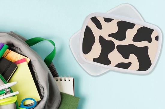 Boîte à lunch Wit - Boîte à lunch motif taché - Vache - Beige - Boîte à lunch 18x12x6 cm - Boîte à lunch à pain - Boîtes à pain pour enfants et adultes