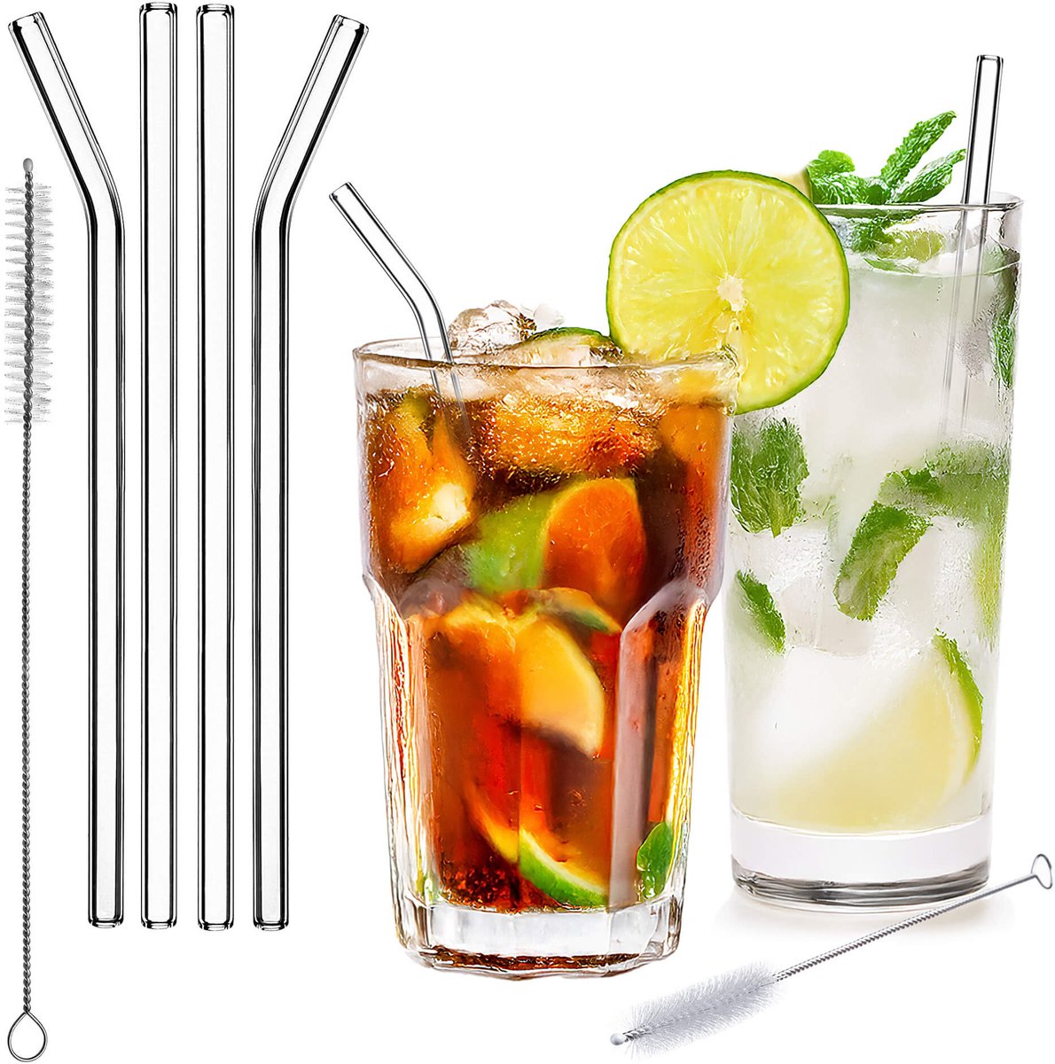 KADAX Set van 5 borosilicaatglas rietjes