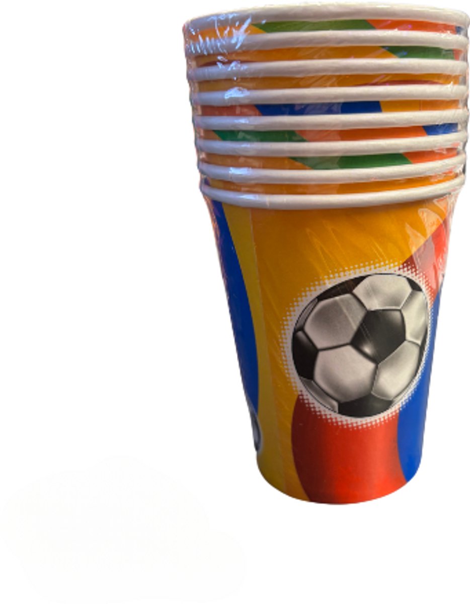 Wegwerpbekertjes kartonnen bekertjes - voetbal - 8 stuks