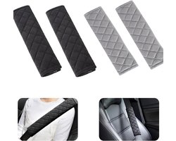 4stuks - schoudervullingen Geschikt Voor autogordels - schoudervullingenset - Gordelhoezen - Universele Autogordel Cover - schouderhoezen - Gordelbeschermer - Kussen Geschikt Voor de autogordel - zwart en grijs