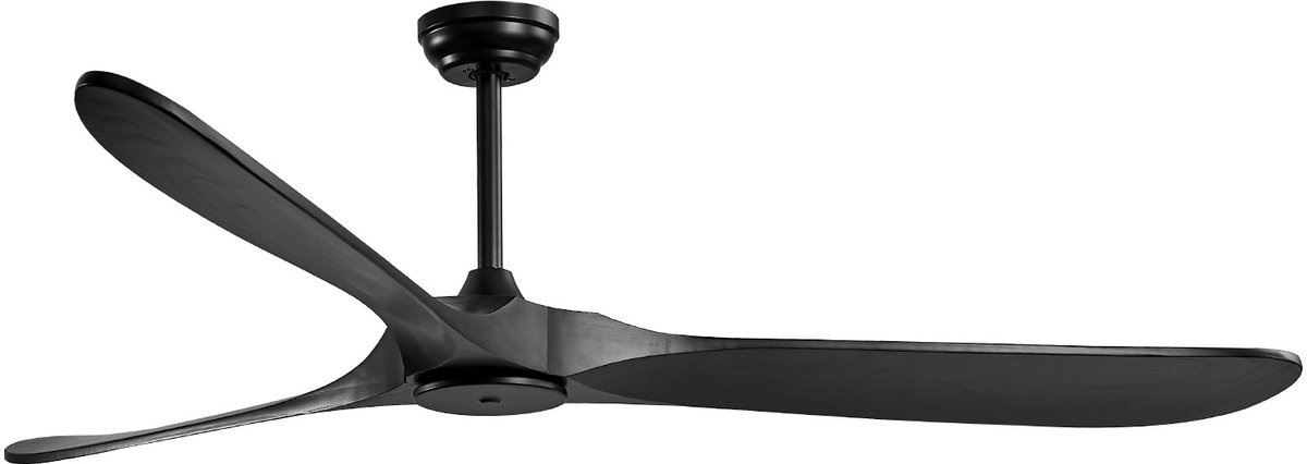 Plafondventilator 180 cm - Zonder Licht - 6 Snelheden met Afstandsbediening - 3 Houten Bladen - Omkeerbare DC-motor - Binnen en Buiten - Zwart – foto 3