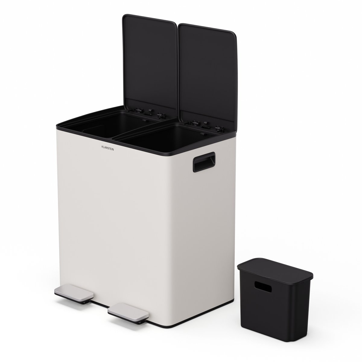 Klarstein 40 L moderne design-prullenbak met 2x20 L afvalscheiding - Vuilniszakken voor de keuken, Uitneembare 3 L composthouder, Soft-close-functie - praktische afvalorganisatie, ook voor luiers