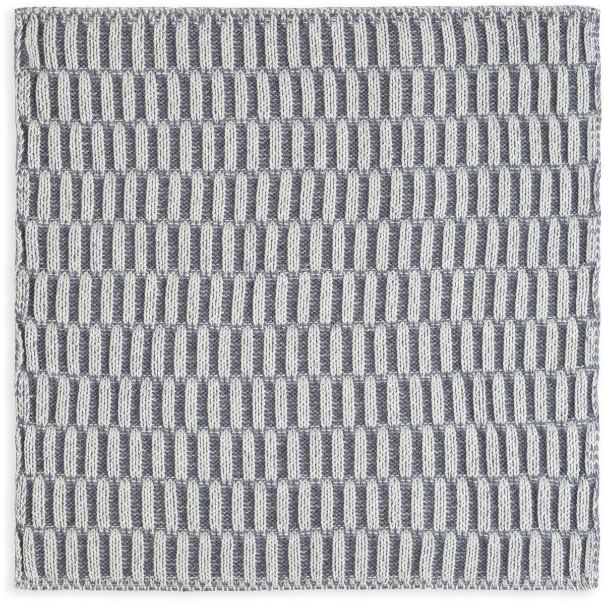 Knit Factory Vaatdoek Block - Gebreide vaatdoek gemaakt van 50% Katoen en 50% acryl - Vaatwasdoek - 1 stuk - Ecru/Med Grey - Grijs - 27x27 cm