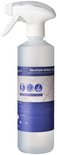 Secucare antislipttegel spray met pictogrammen voor tegels en een föhn. Beschrijving "Goed schuiven voor gebruik".