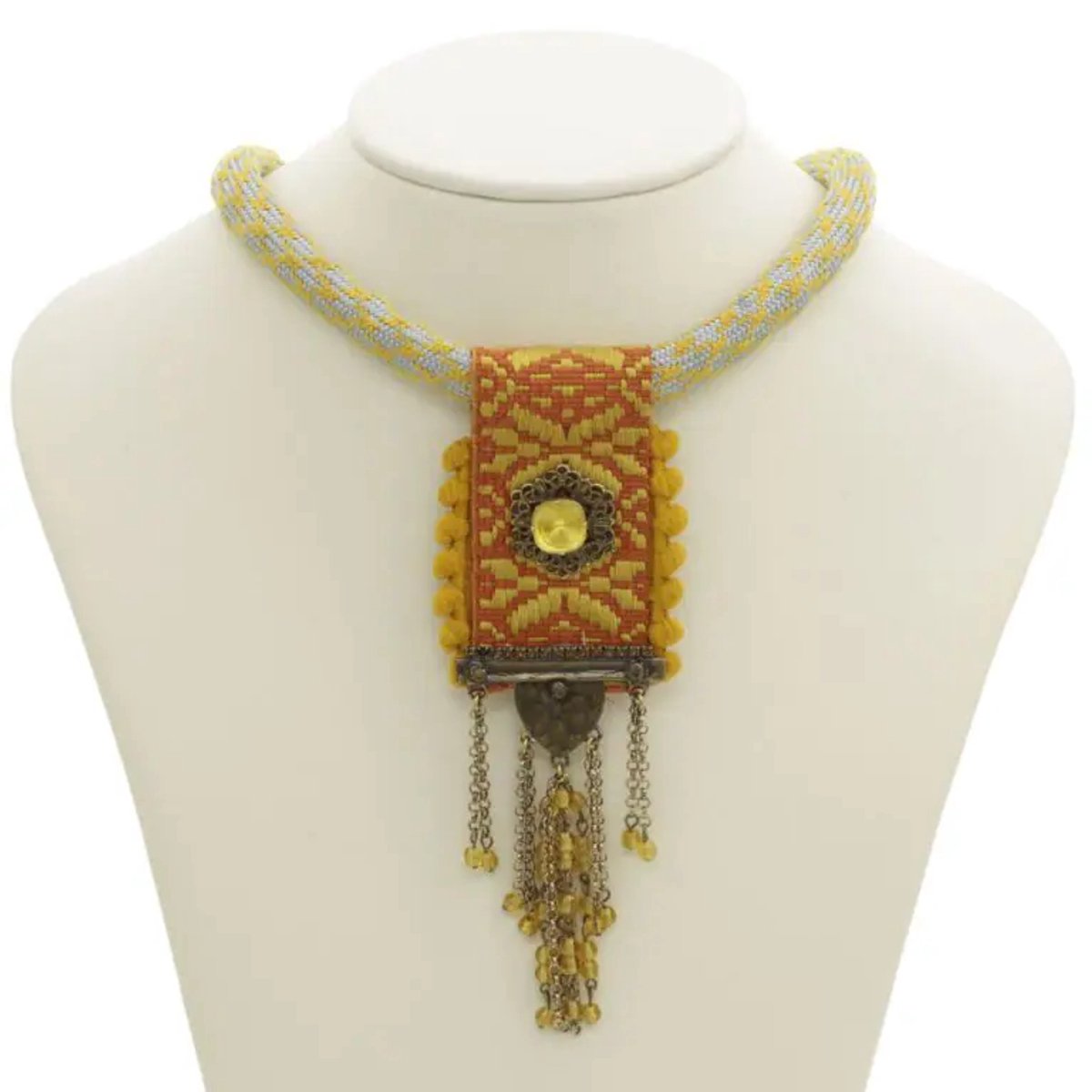 Boho ketting met kant, geel(747 92N 26448 )