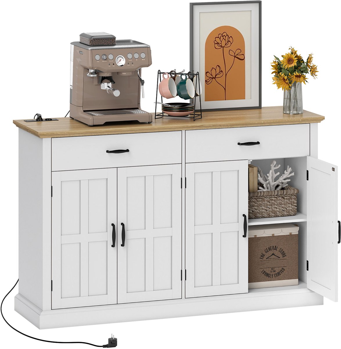 HOMCOM Dressoir - MDF - 140x40x91,5cm - Wit