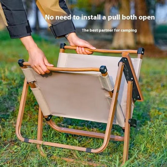 Campingstoel - Beige - 50 × 60 × 68 cm - Lichtgewicht & Inklapbaar - Comfortabele Outdoor Vouwstoel voor Strand, Tuin & Kamperen - Modern Design — afbeelding 4