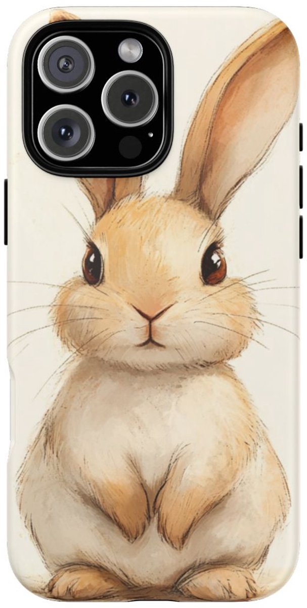 Schattige Bruine Konijn Illustratie – Telefoonhoesje Geschikt voor iPhone 16 Pro Max