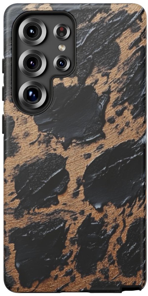 Zwart-Bruine Abstracte Textuur – Telefoonhoesje Geschikt voor Galaxy S25 Ultra