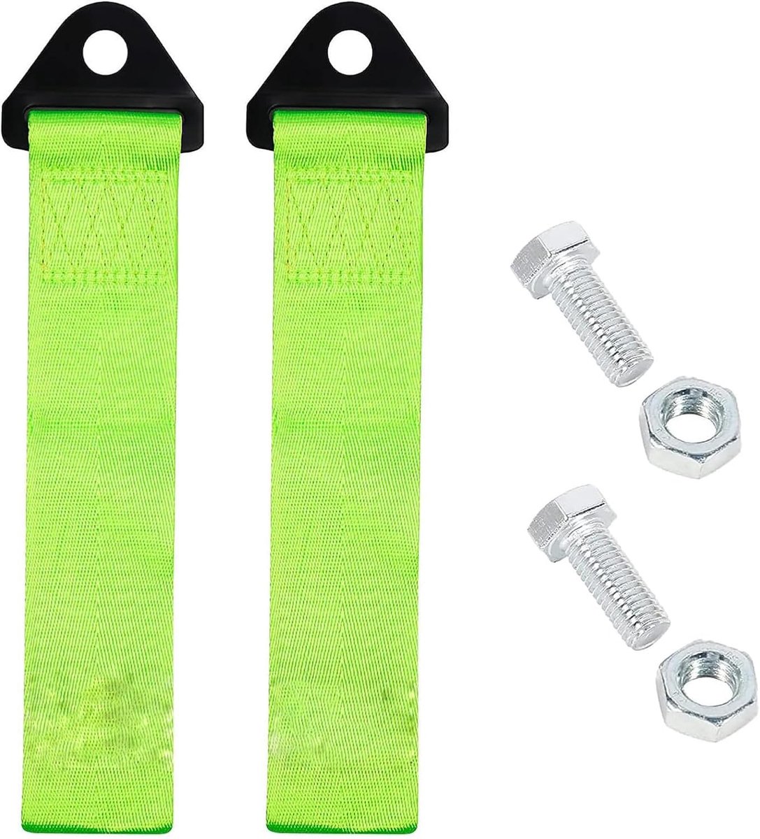 2 Stuks Nylon Sleepbanden - Hoogwaardig - Universeel voor Racewagens - Voor Voor- en Achterbumper - Groen