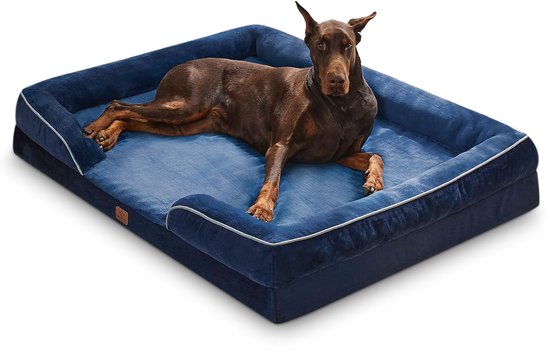 Bedsure Orthopedisch Hondenbed Ergonomische Hondenbank - 97x71 Cm Hondenbank Met Eivormig Boxschuim Voor Grote Honden, Wasbare Antislip Hondenbedden, Dennengroen