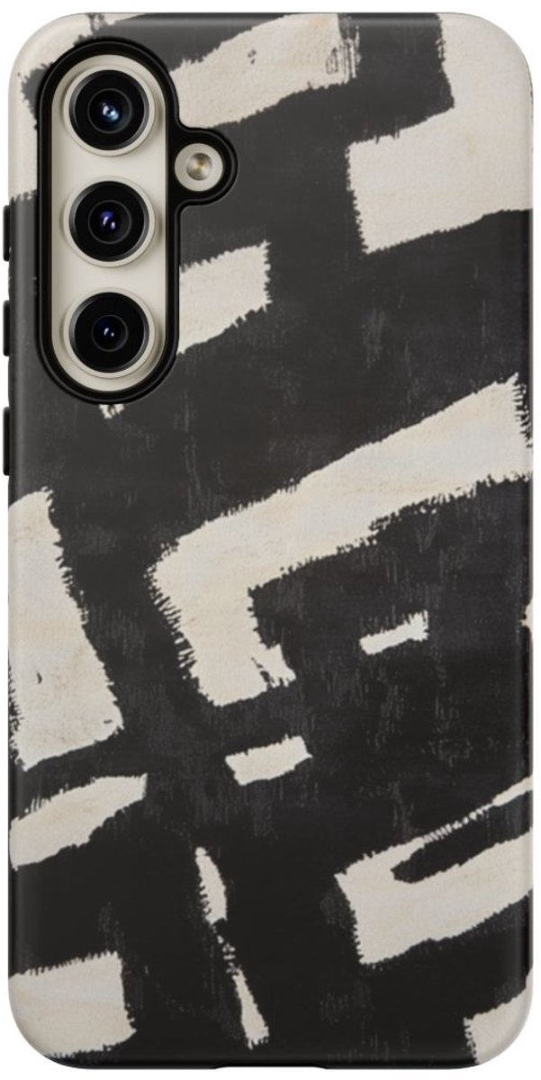 Abstract Zwart-Crèmekleurig Patroon – Telefoonhoesje Geschikt voor Galaxy S24 Plus