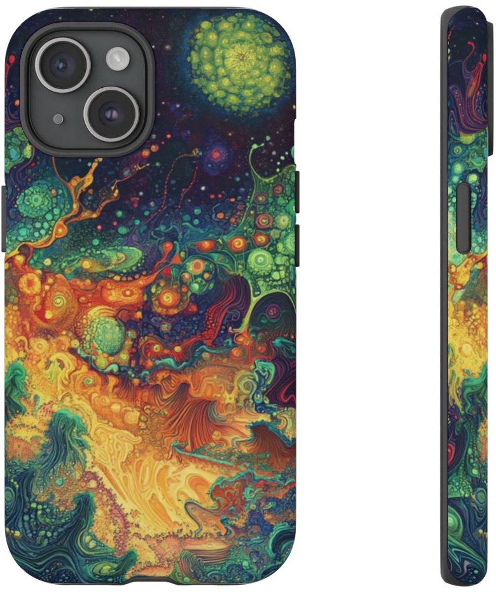 Kleurrijk Fractaal Psychedelisch Patroon – Telefoonhoesje Geschikt voor iPhone 15