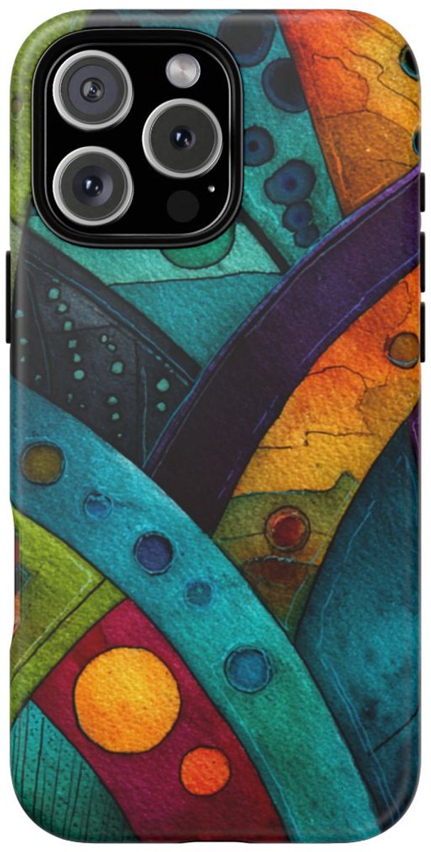 Kleurrijke Abstracte Geometrische Kunst – Telefoonhoesje Geschikt voor iPhone 16 Pro Max
