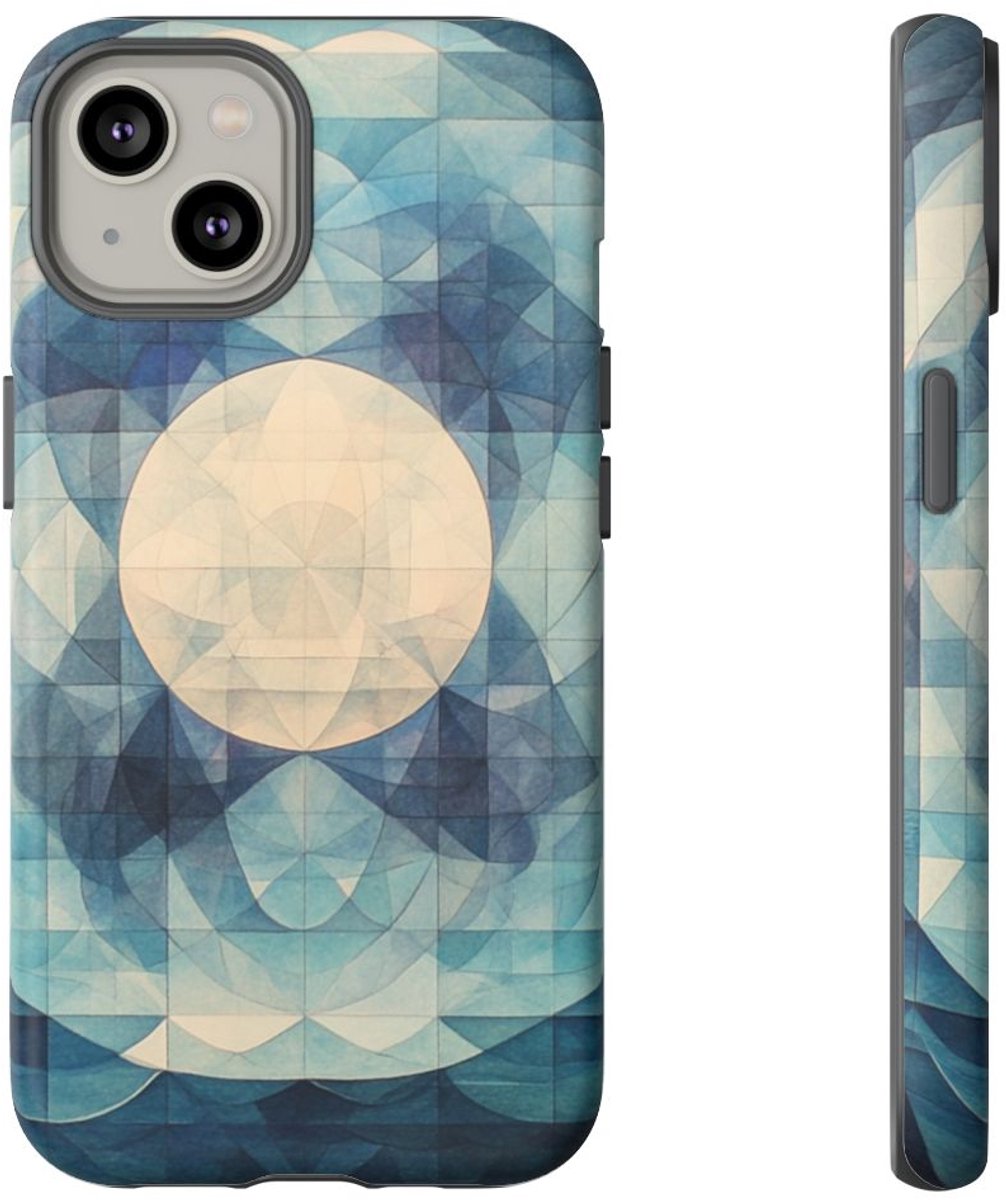 Geometrisch Samenspel van Zee en Maan – Telefoonhoesje Geschikt voor iPhone 14