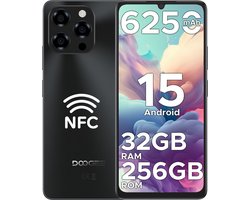 DOOGEE Note58 Pro 4G-Mobiele Telefoon- Smartphone-Android 15- 32 GB RAM + 256 GB ROM- 6250 mAh- 6,75" HD + 90 Hz -AI Camera 16 MP-Octa Core-Dual SIM-NFC - Zwart