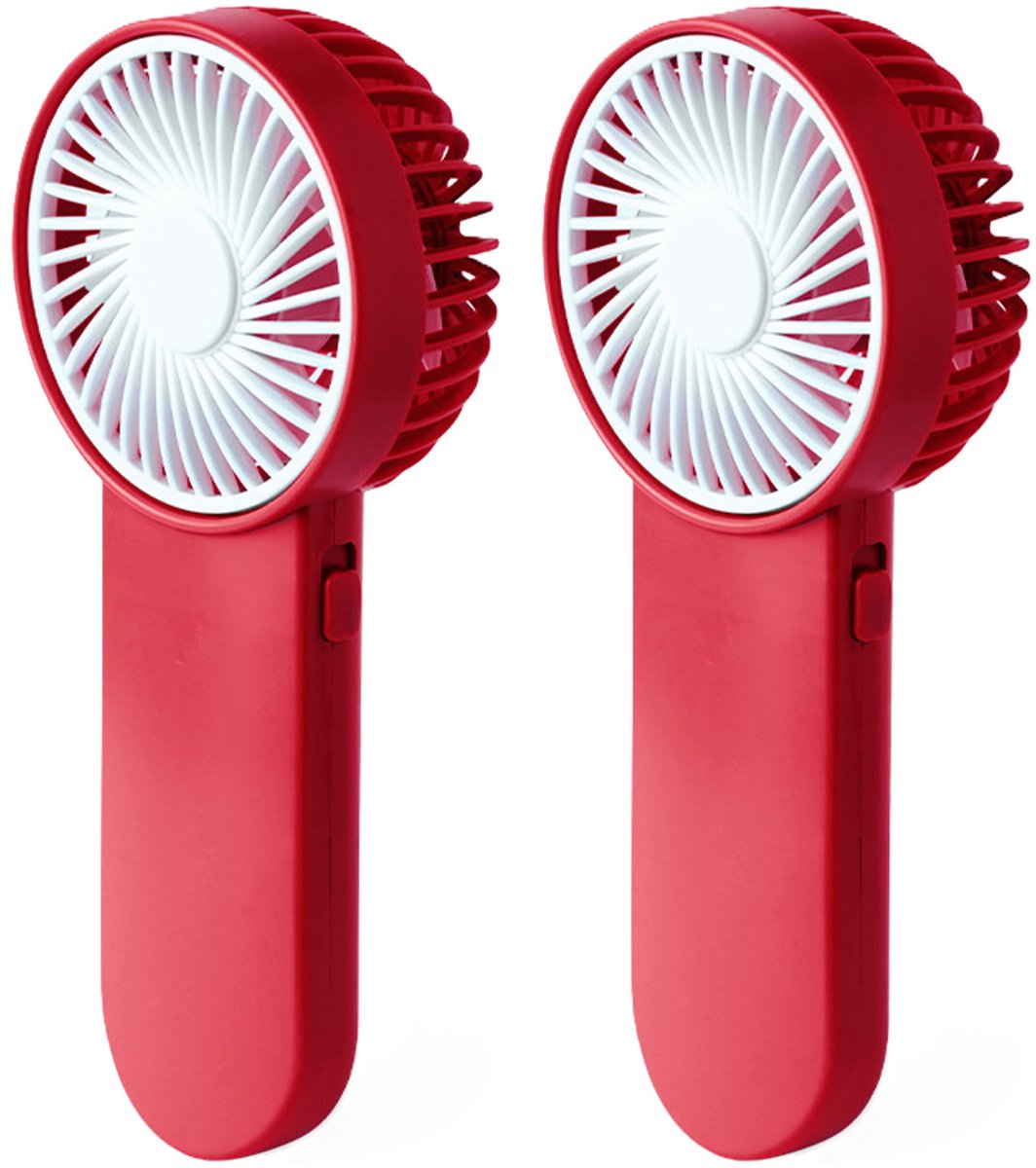 Mini ventilator Sartor - 4x - rood - 6 x 15 x 4 cm - verkoeling in zomer
