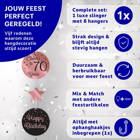 BTH - 65 Jaar Feestgordijn - Goud & Zwart 2x1 m