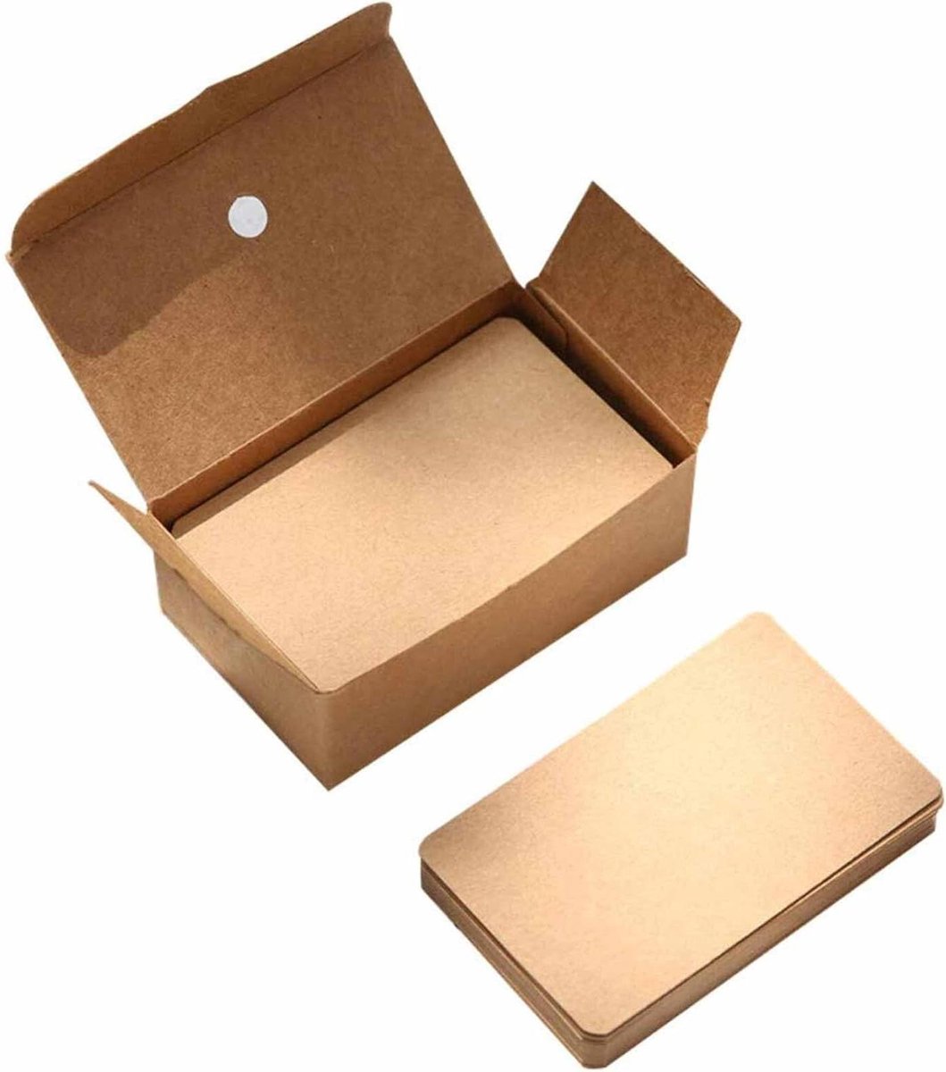 100 stuks Kraft-papieren blanco kaarten voor knutselen en berichten - A6 formaat - DIY visitekaartjes en cadeaulabels