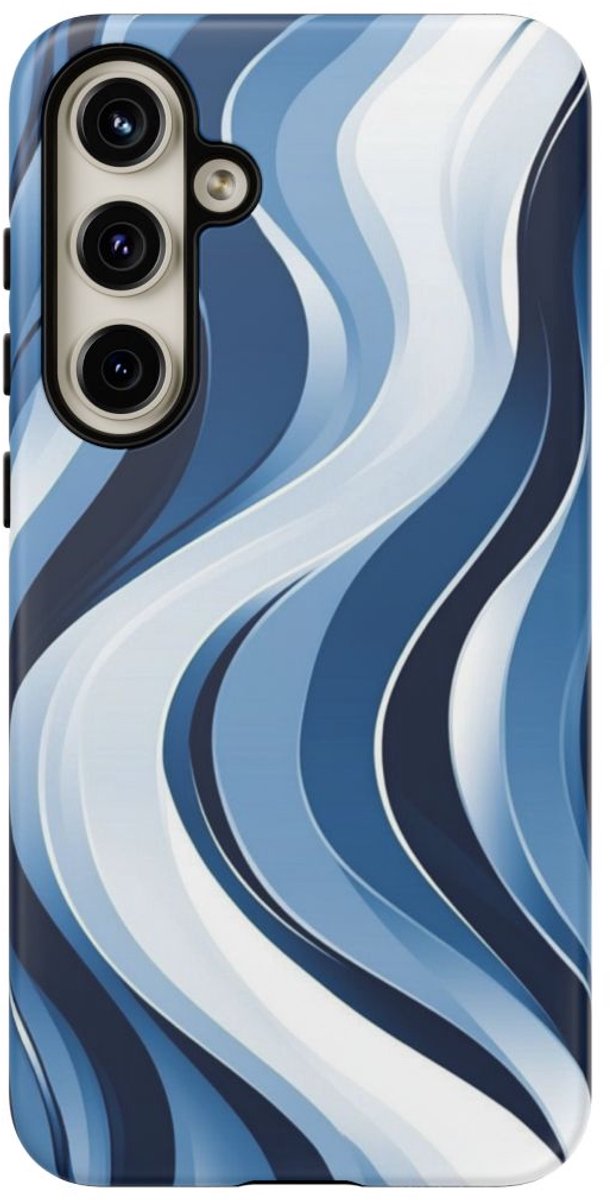 Modern Blauw Golfpatroon – Telefoonhoesje Geschikt voor Galaxy S24 Plus