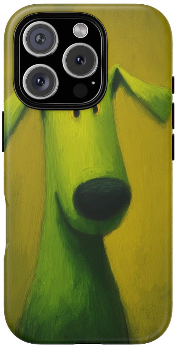Groene Hond Mat Stevig Hoesje – Telefoonhoesje Geschikt voor iPhone 16 Pro