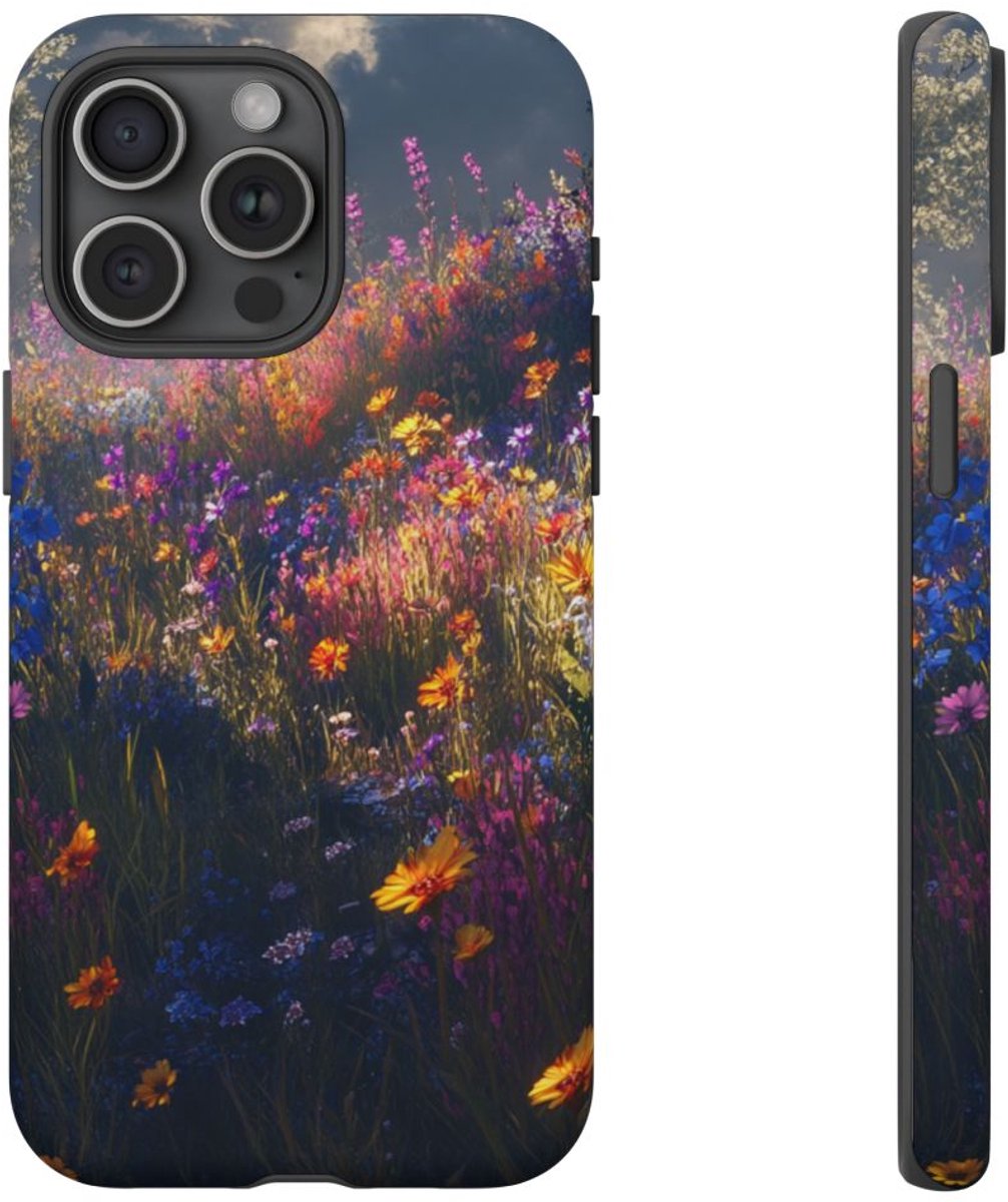 Levendige Wilde Bloemen – Telefoonhoesje Geschikt voor iPhone 15 Pro Max