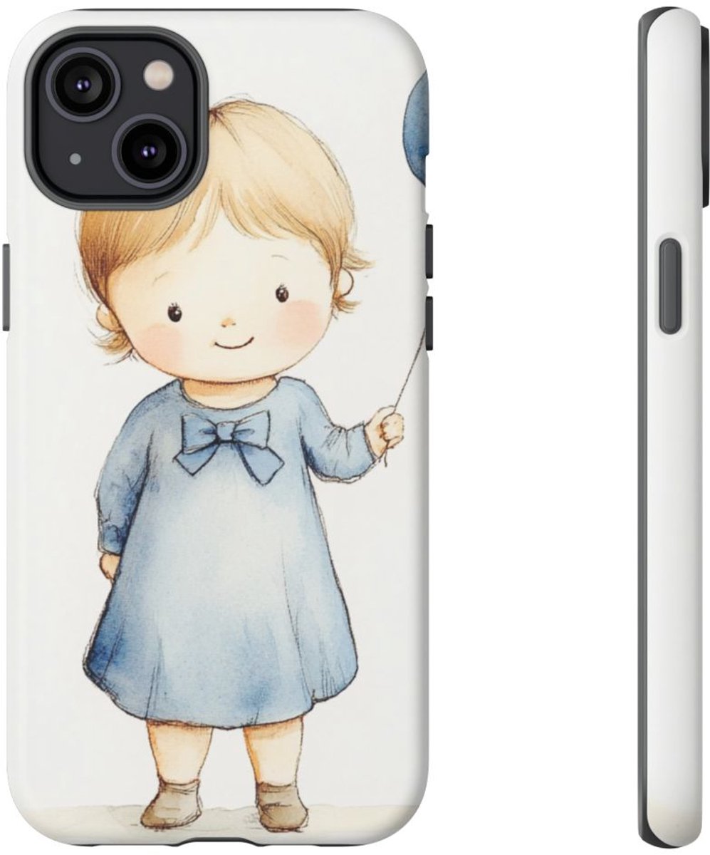 Meisje met Blauwe Ballon in Waterverf – Telefoonhoesje Geschikt voor iPhone 14 Plus