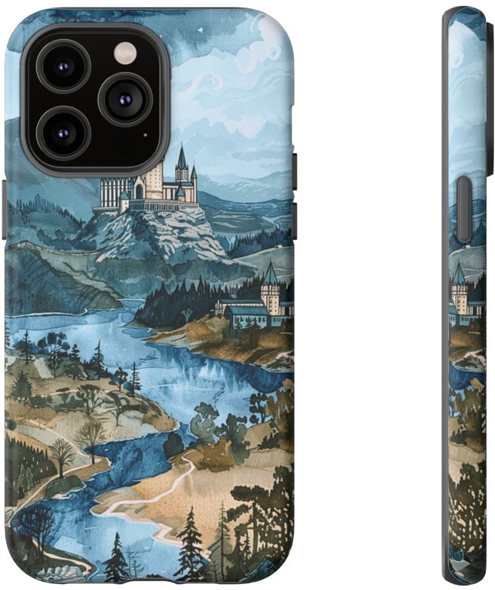Gouache Landschapsillustratie – Telefoonhoesje Geschikt voor iPhone 14 Pro Max