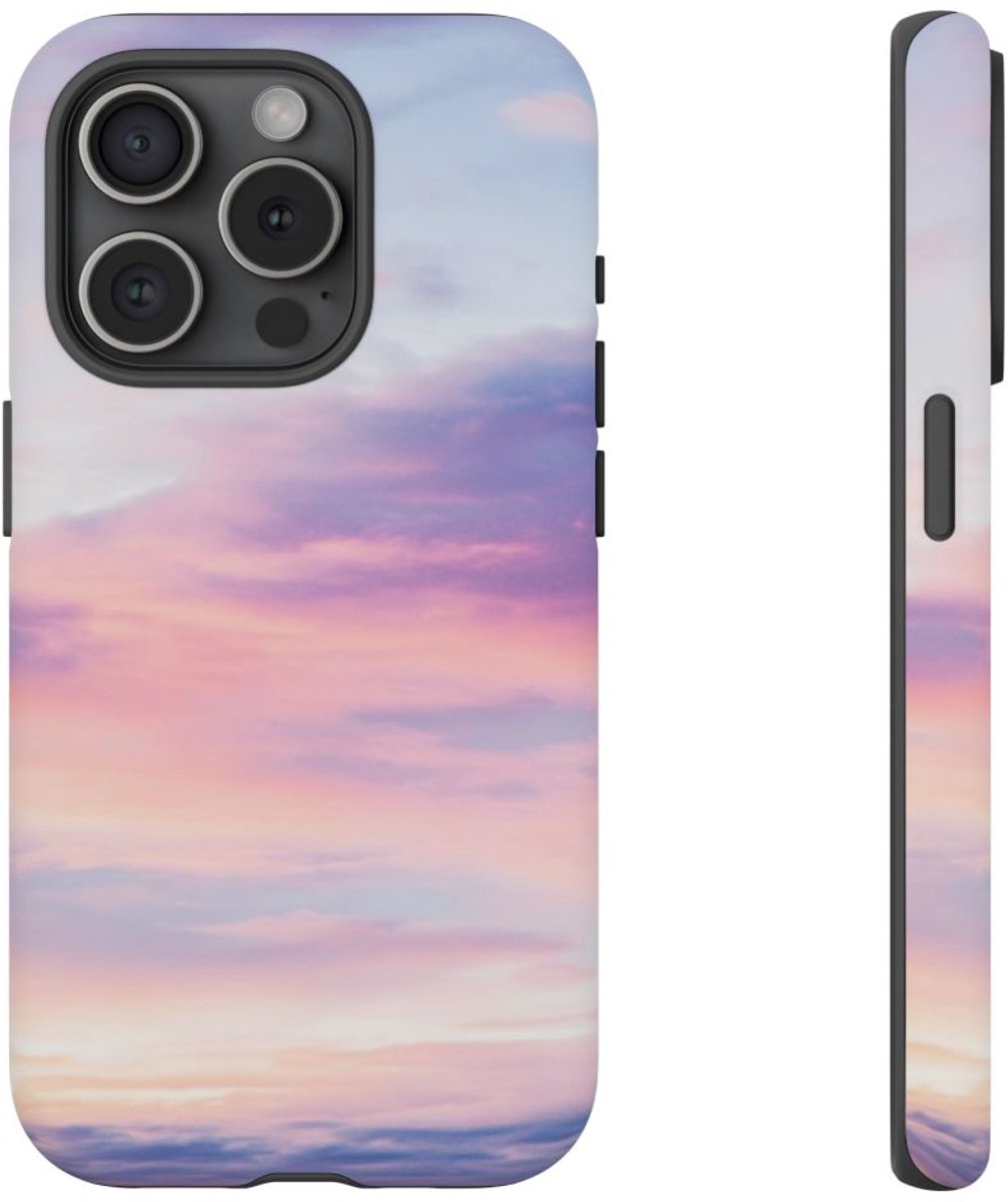 Roze en Blauwe Lucht – Telefoonhoesje Geschikt voor iPhone 15 Pro