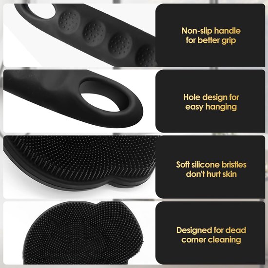 Upgrade Silicone Body Scrubber - lange steel - exfoliatie - doucheaccessoire van Merkloos	 — afbeelding 2