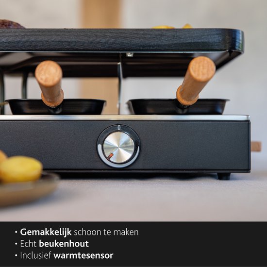 BOSKA Gourmet Party - Gourmetstel voor 8 Personen - Met omkeerbare grillplaat - Beukenhout en Staal — afbeelding 3