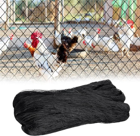 7,5 x 15 m - Vogelnet - Nylon gaas - Vogelbeschermingsnet - voor vogels, kippen, duiven - tuinbeschermingsnet - plantennet - gewasbeschermingsnet - Herbruikbaar - Voor het beschermen van hekken, moestuinen, vijvers - (Maaswijdte - 5 cm) - zwart