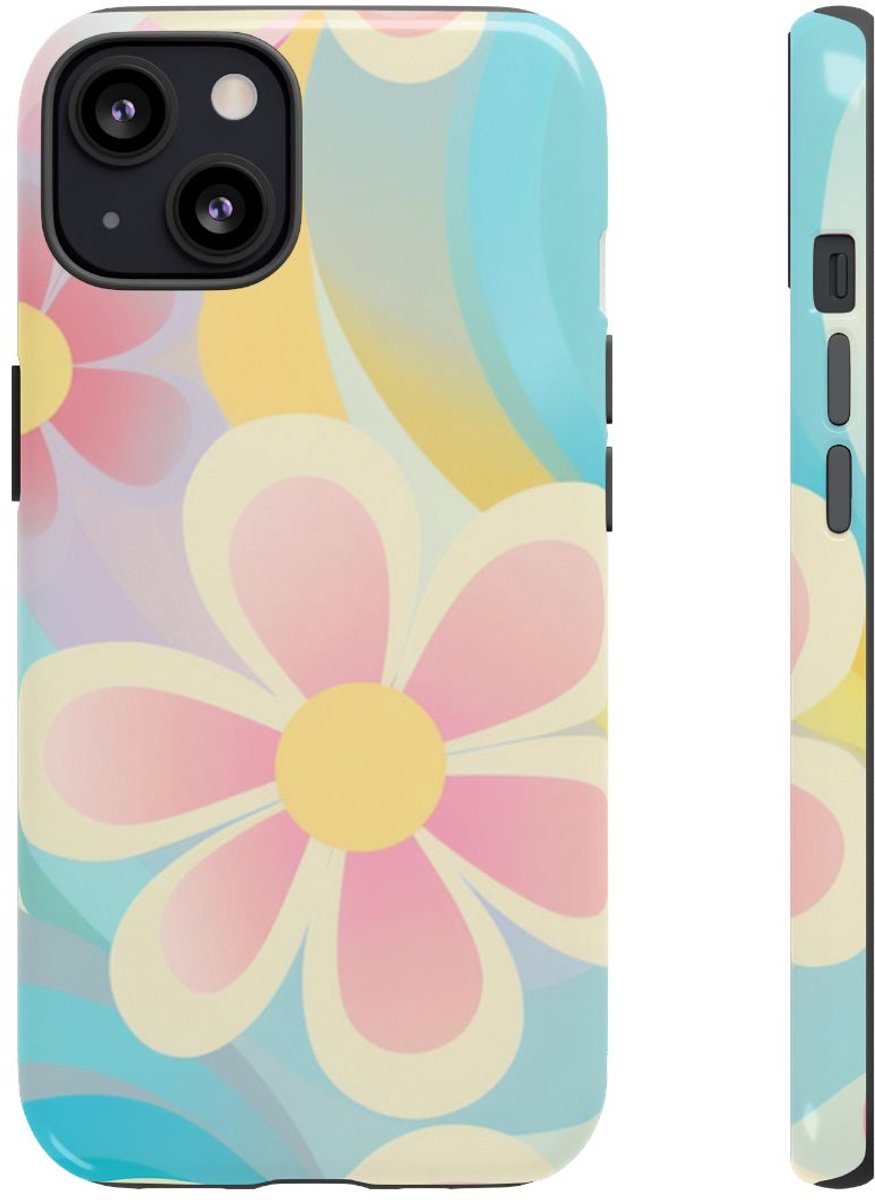 Pastel Groovy Bloemenpatroon – Telefoonhoesje Geschikt voor iPhone 13