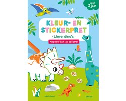 Kleur- en stickerpret - Lieve dino's